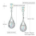 thumbnail image 2 of 18K White Gold Plated White Fire Opal Birthstone Drop Earrings for Women, 2 of 7