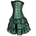thumbnail image 4 of LEKODE Steampunk Corset Skirt Renaissance Corset Dress Gothic Overbust Corset and Skirt Set Gothic Steampunk Skirt Womens Pirate Skirt Steam Punk Corset Renaissance Skirt Plus Size Green L, 4 of 5