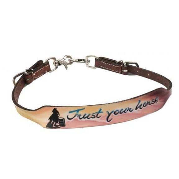 Showman Painted "Trust Your Horse" Leather Wither Strap w/ Barrel Racer Design