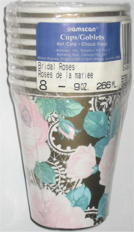 18 Piece Multi Amscan Disposable Paper Cup for Hot and Cold Beverages in Blissful Blooms Print 9 oz