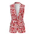 thumbnail image 2 of Uorisanigo Christmas Candy Print Waistcoat Vest Women V Neck with Pockets Women's Sleeveless Vest Jacket Open Front Vests Blazer Fashion Size 4XL, 2 of 7