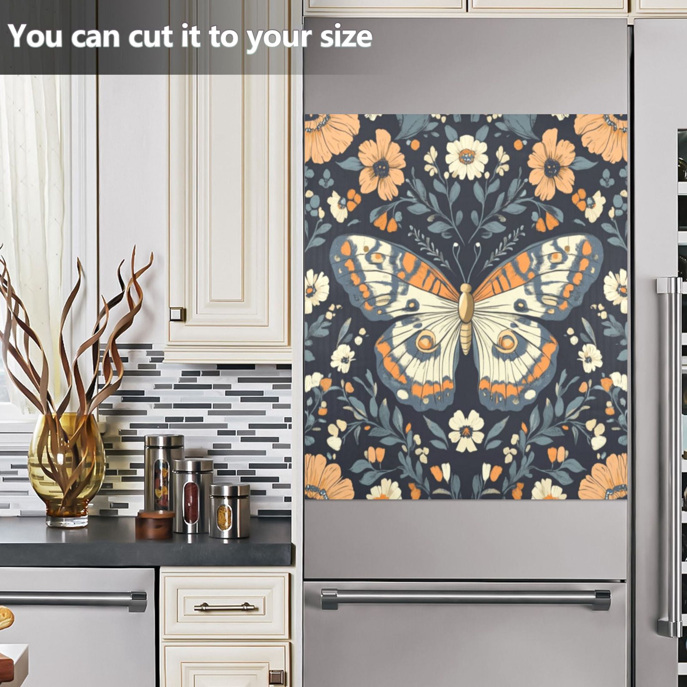 Dishwasher Magnetic Sticker 23x26 Inch Refrigerator Magnetic Sticker Washing Machine Magnetic Sticker Kitchen Panel Magnetic Sticker Home Decor Beautiful Big Butterfly