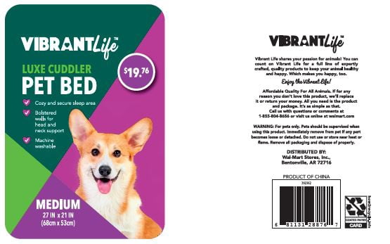 Vibrant Life Luxe Cuddler Pet Dog Bed, Medium, 27x21