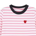 thumbnail image 3 of Kids Striped Long Sleeve Tee Crew Neck Soft Pullover, Boys Girls Heart Embroidery Relaxed Fit Shirt for Fall Casual School Daily Wear 7-8Y, 3 of 6