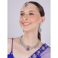 thumbnail image 5 of Parshwa Creations Exquisite Indian Bollywood Wedding & Bridal Wear Silver Plated Women's Kundan Jewelry Choker Necklace Set, 5 of 7