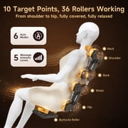 Real Relax Electric Massage Chair, Zero Gravity Full Body Massage Recliner Chair with 10 Fixed Rollers, Touch Screen Controller, Black