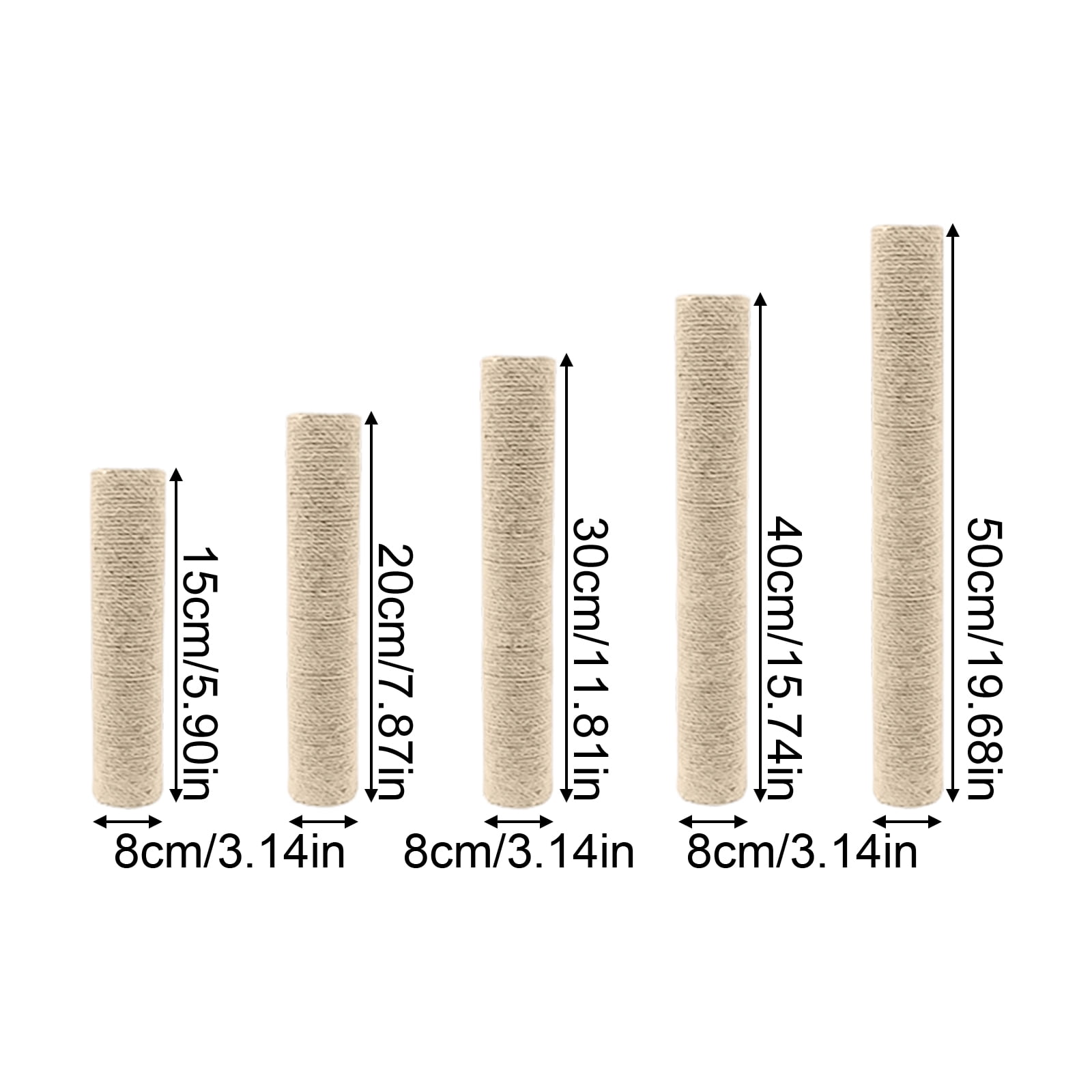 Cat Scratching Post Replacement - 20in Long 2.4in Diameter White Sisal Cat Scratcher for Cat Cages, Cat Tree, Grinding Claws, Grooming, Cat Toy, Cat Supplies