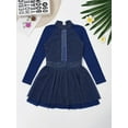 thumbnail image 6 of inhzoy Kids Girls Figure Ice Roller Skating Dress Mock Neck Sequins Leotard Dress Ballet Dancewear Navy Blue 14, 6 of 9