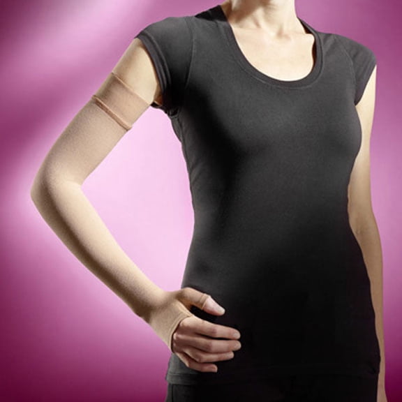 Sigvaris Specialty 912A ADVANCE 20-30 mmHg Lymphedema Compression Armsleeve w/Gauntlet Beige LL Plus Long