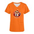 thumbnail image 4 of Xfvqtps Thanksgiving Scrub Tops for Women Soft V-Neck Scrubs Comfortable Nursing Uniforms Short Sleeve Tops Turkey Print Blouse Protective Clothing Working Uniforms with Pockets Orange, 4 of 6