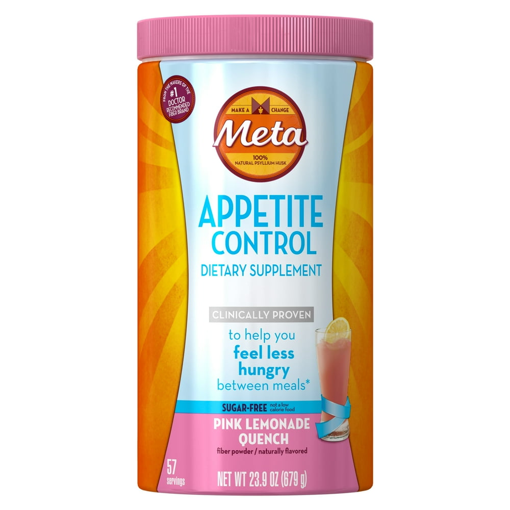 Metamucil Appetite Suppressant Drink Mix Powder, Pink Lemonade, 23.9 Oz