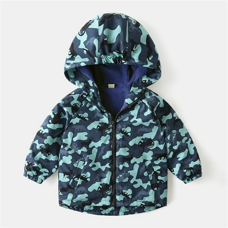 

Baby Toddler Fleece Windbreaker Jacket Size 2-6 T Kids Cute Cartoon Pattern Hooded Zip Coats Windbreaker Casual Outerwear for Little Girls Boys Forest Print 4 Years