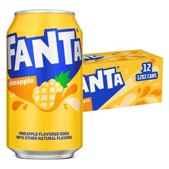 Fanta Pineapple Soda Pop Fridge Pack Cans, 12 fl oz, 12 Pack