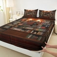 thumbnail image 3 of jejeloiu Brown Bookshelf Bed Sheets,Vintage Books King Sheets,Library Theme Sheet Set For Girls Boys,Ultra Soft Home Decor,4 Pieces, 3 of 7