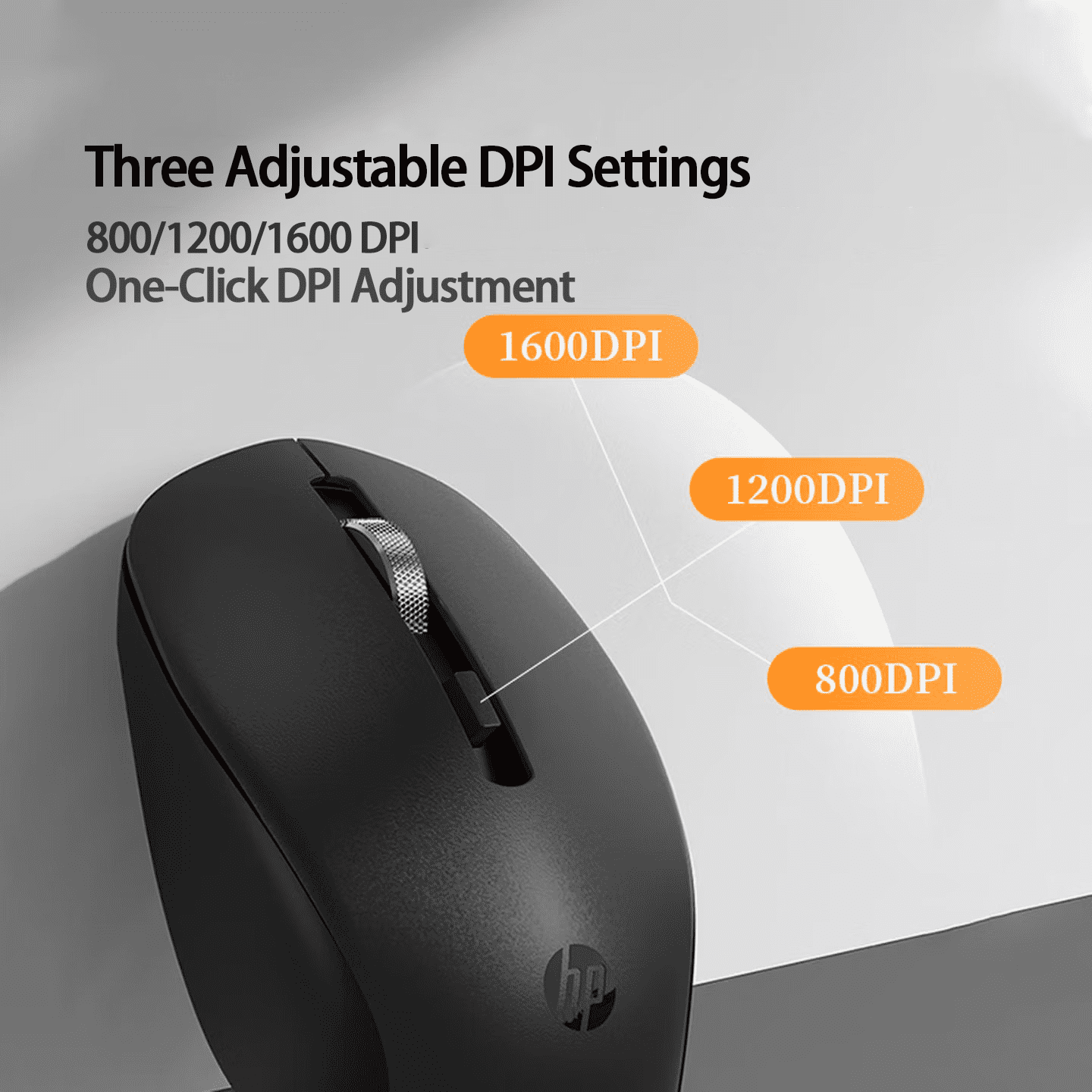 HP S1000 Plus Quiet Wireless Mouse, Dual Bluetooth & 2.4GHz, Quiet Clicks, 24-Month Battery,1600 DPI, Ambidextrous, Eco-Friendly Design, Multi-OS, Black
