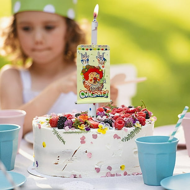 Vela sorpresa de cumpleaños con bandera explosiva y canción de cumpleaños feliz - Decoración musical para pastel de fiestas y celebraciones