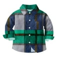 thumbnail image 4 of Cethrio Boys' Button Down Shirts, Casual Fall Plaid Collared Long Sleeve Shirts Blue Size 8, 4 of 5