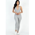 thumbnail image 6 of Ribbed Bodycon Jumpsuit with a Halter V-Neck, 6 of 9