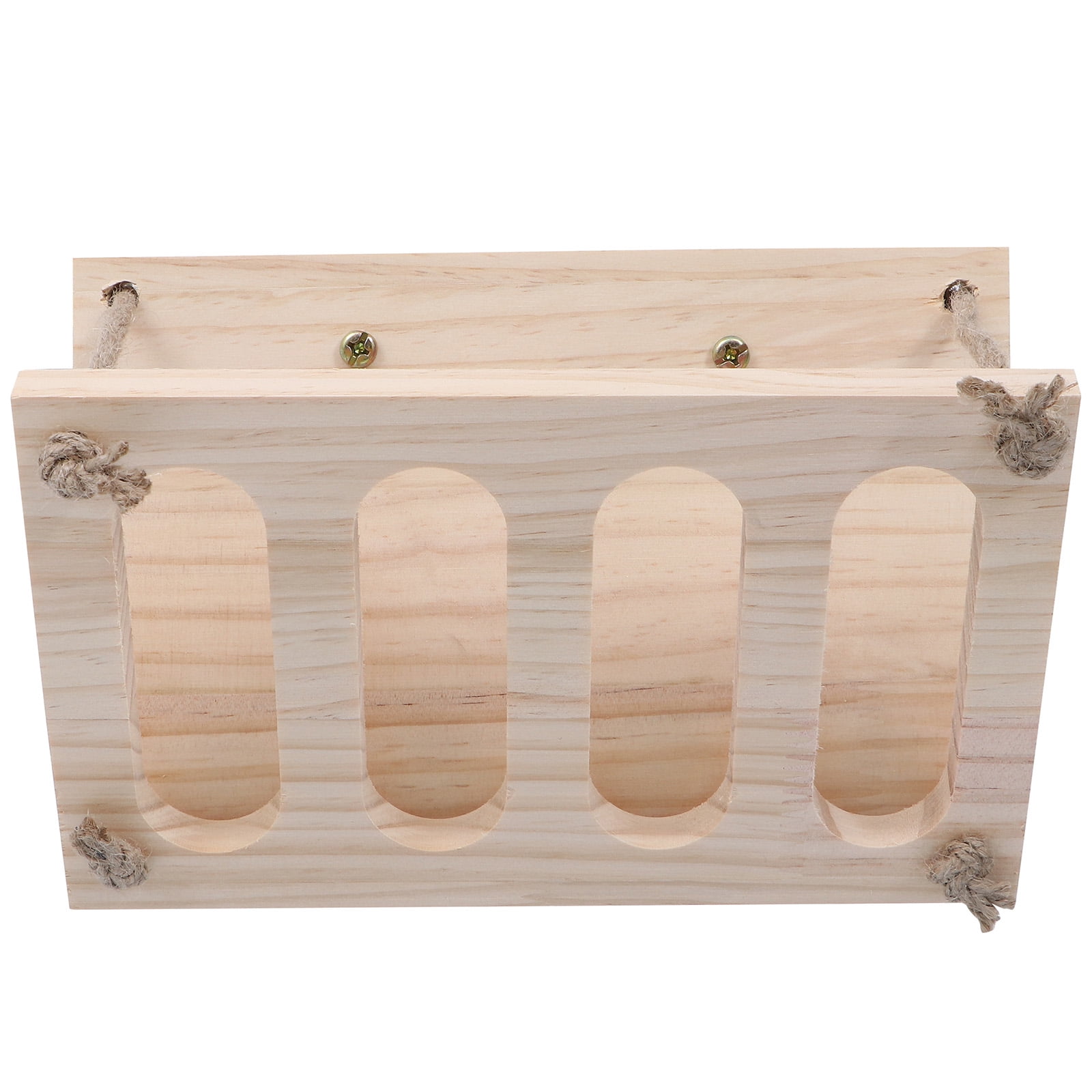 HOOWIFFY Beige Wooden Rabbit Hay Rack Space Saving Design for Indoor Small Pet Cage