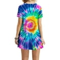 thumbnail image 3 of Hvot&aat Tie-dye T Shirt Dress for Women Casual Crew Neck Short Sleeve Beach Dress Knee Length Midi Sundress, 3 of 5