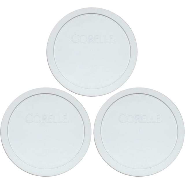 Juego de 3 tapas de plástico blancas Corelle 323-PC para bol de 1 cuarto de galón
