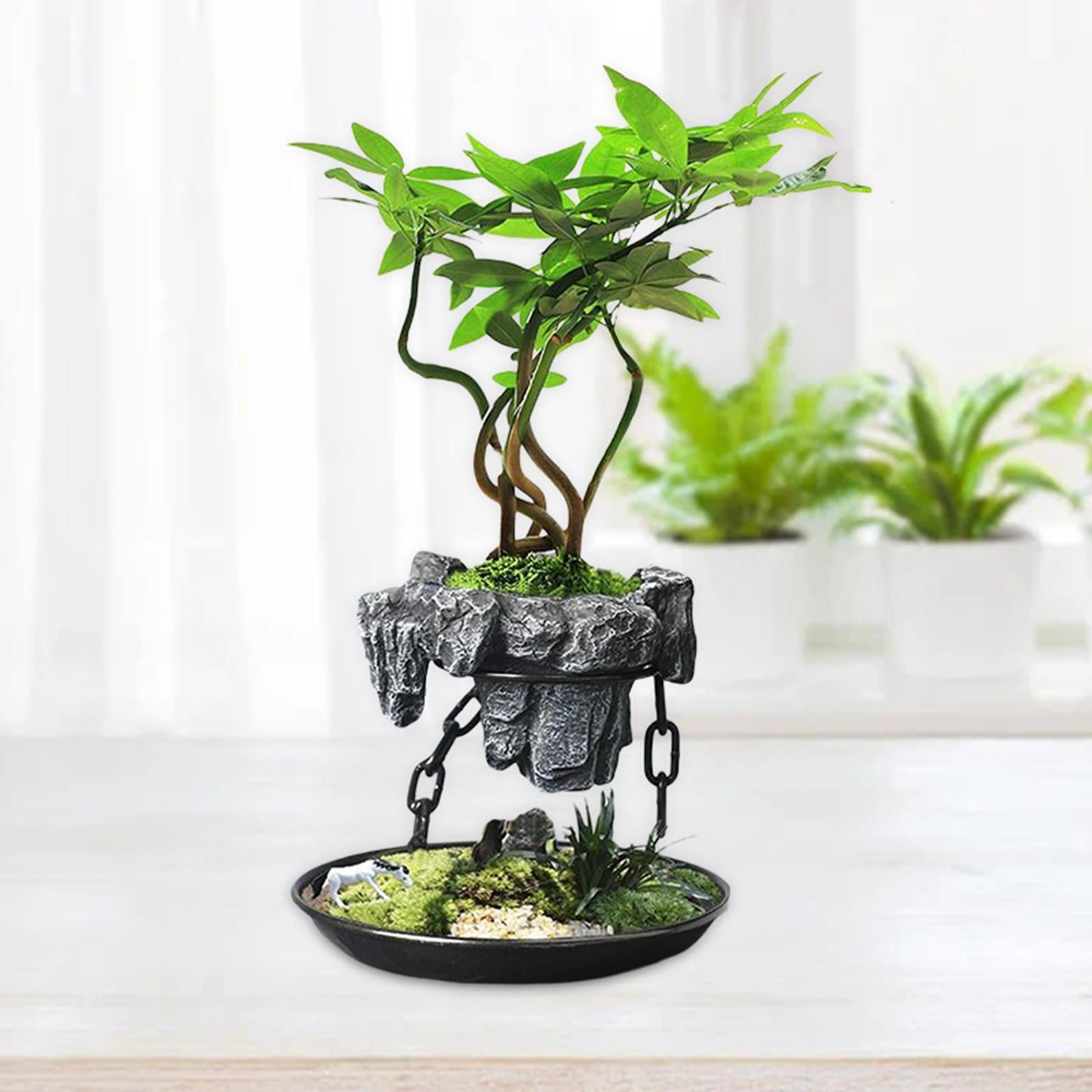 DYNWAVECA Iron Chain Flower Pot Planter Butterfly Decorative Resin