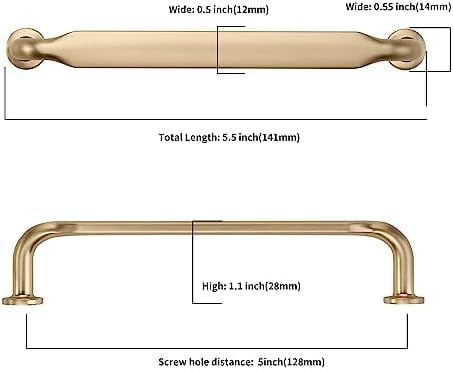 30 Pack 5 Inch(128mm) Brushed Brass Kitchen Cabinet Handles, Cabinet Pulls Kitchen Cabinet Hardware for Cupboard Drawer Pulls