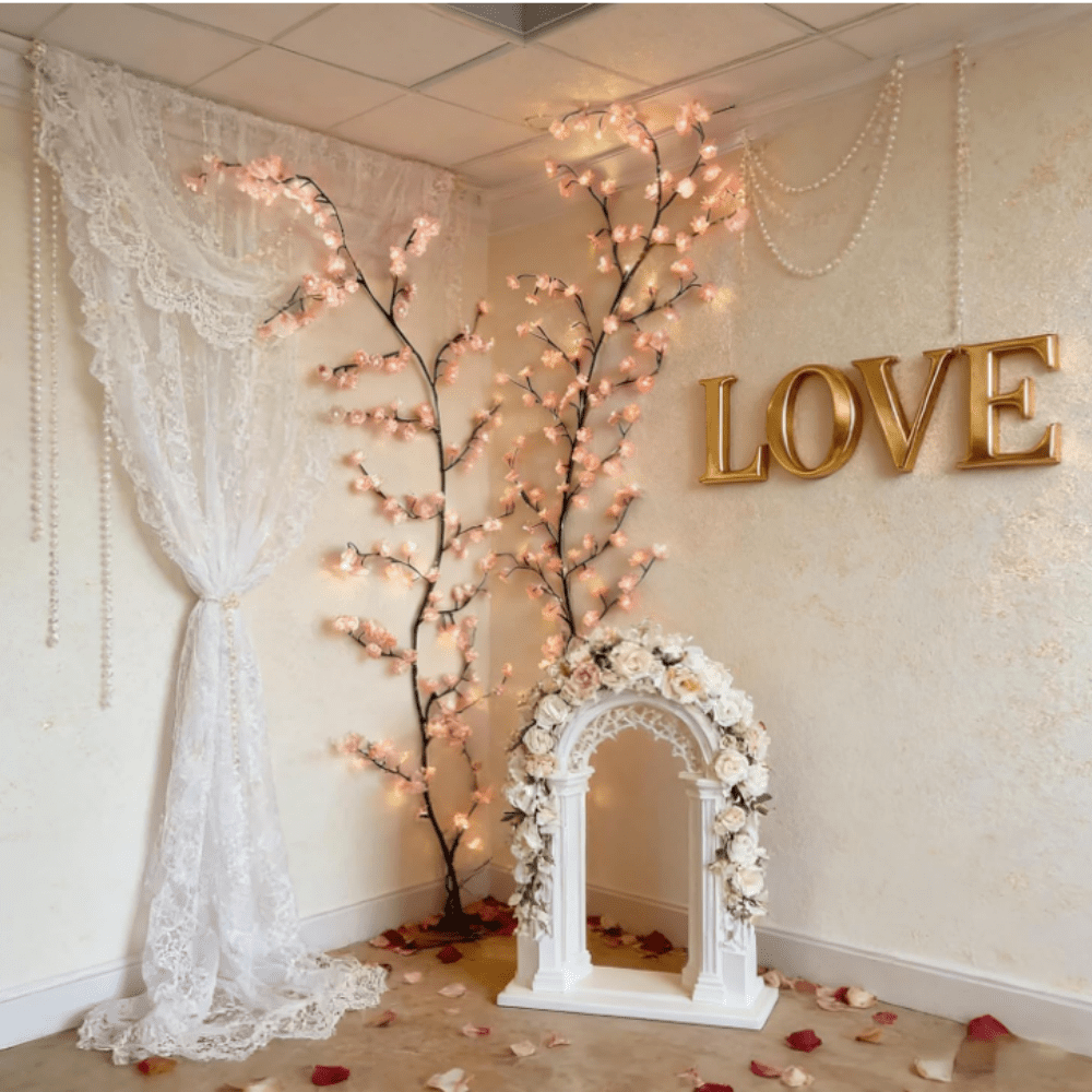 Cherry LED Tree Branch Lights for Wall, Cherry Blossom Willow Vine Twig Decor Garland, USB-Powered with 8 Lighting Modes,Christmas Decorations Indoor for Home Wall Door Window 1.2M 48LED