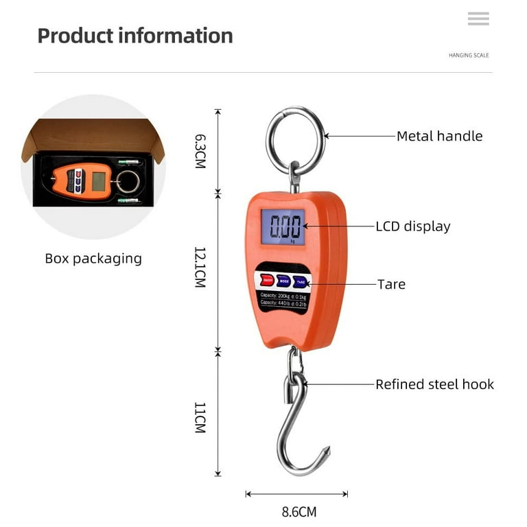 Hanging Scale with Digital Display 440lbs/200Kg Heavy Duty