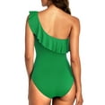 thumbnail image 5 of Hilor Women One Piece Bathing Suits One Shoulder Ruffle Swimwear Tummy Control Monokinis Swimsuits, 5 of 7