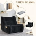 thumbnail image 5 of Miniyam Chenille Floor Sofa Chair with Side Pocket, Oversized Ergonomic Lounge Chair with High-Resilience Sponge for Living Room or Bedroom, Black, 5 of 7
