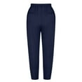 thumbnail image 4 of QUINDOS Womens Pants Trendy Wide Leg Ankle Length High Waisted Casual Pants Pull on Loose Trousers with Pockets, 4 of 8