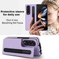 thumbnail image 4 of Allytech Galaxy Z Fold 3 Case Wallet, Premium PU Leather Business Type S Pen Holder Cards Holder Shockproof Stand Feature Cards Pocket Wallet Case Cover for Samsung Galaxy Z Fold 3 -Purple, 4 of 9