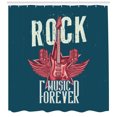 thumbnail image 3 of Ambesonne Rock and Roll Shower Curtain, Microphones and Wings, 69"Wx84"L, Teal Dark Coral, 3 of 3