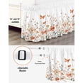 thumbnail image 3 of Pink Flower Bed Skirt California King Size 16" Drop Watercolor Butterfly Wildflower Vintage Plant Ruffled Wrap Around Bed Skirts Adjustable Elastic Bedskirt Dust Ruffle for California King Size Bed, 3 of 7
