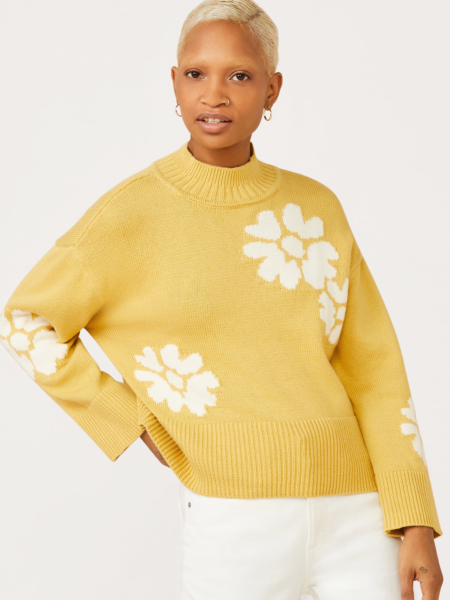 Free Assembly Women’s Mock Neck Sweater with Long Sleeves - Walmart.com