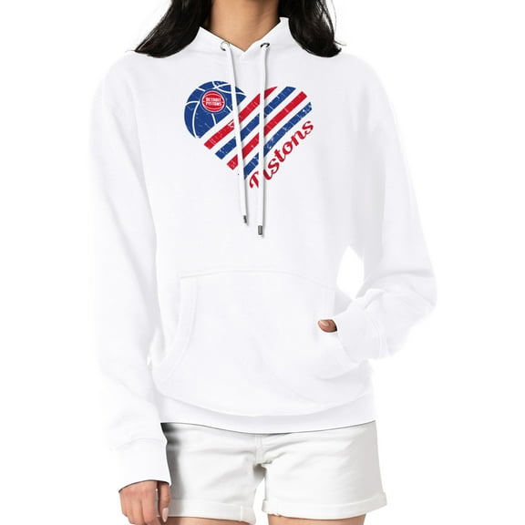 Women's G-III 4Her by Carl Banks  White Detroit Pistons  Heart Pullover Hoodie