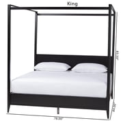 Baxton Studio Primrose Mid-Century Canopy Bed, King, Black
