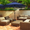 thumbnail image 1 of Costway 10' Solar LED Lighted Patio Market Umbrella Shade Tilt Adjustment Crank Navy, 1 of 10