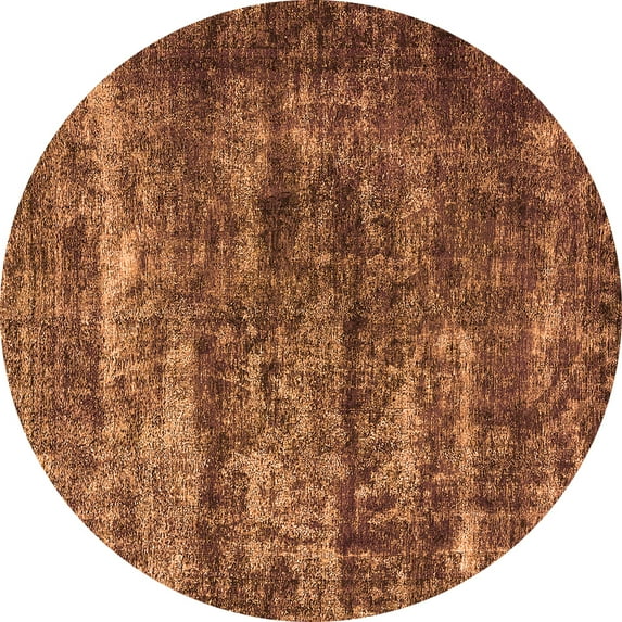 Ahgly Company Indoor Round Oriental Orange Industrial Area Rugs, 4' Round