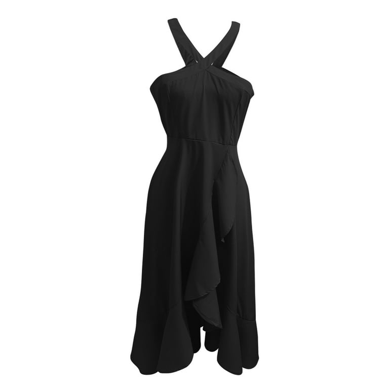 Bodycon Dresses For Women, 2025 Elegant Classy Sleeveless Sexy Evening  Dress Prom Ruffle Beach Maxi Dress Western Women Black Tie Dresses Petite  Wrap Dresses (L, Black) ZMTing - Walmart.com
