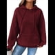 thumbnail image 3 of Sudadera con Capucha para Mujer, Informal, de Larga, con Cordón Ajustable, Estilo Waffle, Holgada, con Bolsillo Rojo Oscuro XXL, 3 of 10