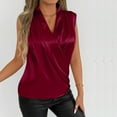 thumbnail image 6 of Women's Elegant Satin Wrap V Neck Sleeveless Tank Blouse Tee Top Elegant Tank Tops Casual Soft Comfy Shirts, 6 of 7