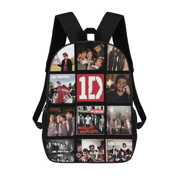 17 Inch Casual Shoulder Bookbag, One Direction Backpack Knapsack Travel Bag Outdoor Hiking