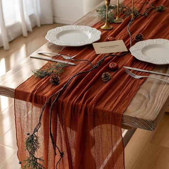 6 Pack Cheesecloth Table Runners,10FT Gauze Boho Cheese Cloth Table Runner for Wedding, Bridal Shower, Rustic Sheer Runner for Fall Thanksgiving Christmas Table Decoration
