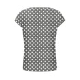 thumbnail image 4 of Staron Women's Spring Summer Casual Printed Button-Up Shirt Round Neck Short Sleeve Loose Top Tunic Blouse, Gray L, 4 of 7