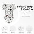 thumbnail image 6 of Uemuo Cute Cat Pattern Women's One Piece Short Sleeve Swimsuit Rash Guard Surfing Modest Quick-drying Swimsuit Beach Essentials-Small, 6 of 9