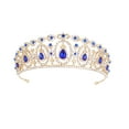 thumbnail image 1 of EeaseCA 1PC Baroque Bridal Crown Rhinestone Inlaid Headband Hair Accessories for Women (Sapphire Blue Rhinestone), 1 of 8