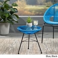 thumbnail image 4 of Noble House Nusa Outdoor Tempered Glass Top Faux Rattan Side Table in Blue, 4 of 10