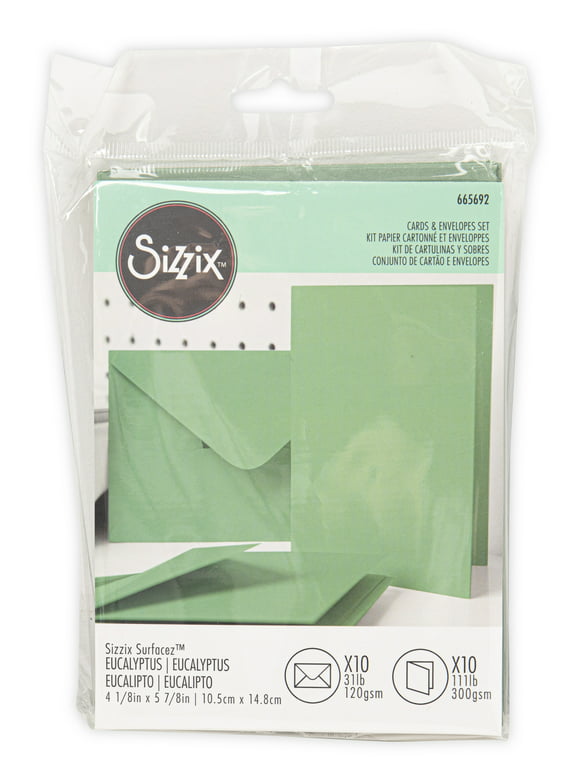 Sizzix Surfacez Card & Envelope Pack A6 10/Pkg-Sage